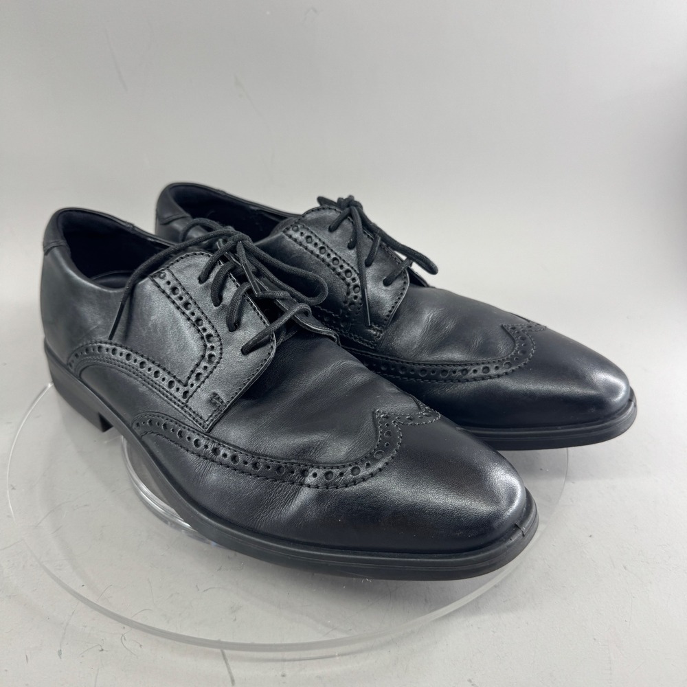 ECCO Mens Helsinki 2.0 Black Leather Wingtip Oxford Shoes Size 44 US 10